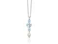 Collana Celestia con pendente di perla Oriente e Gemma del Cielo in argento