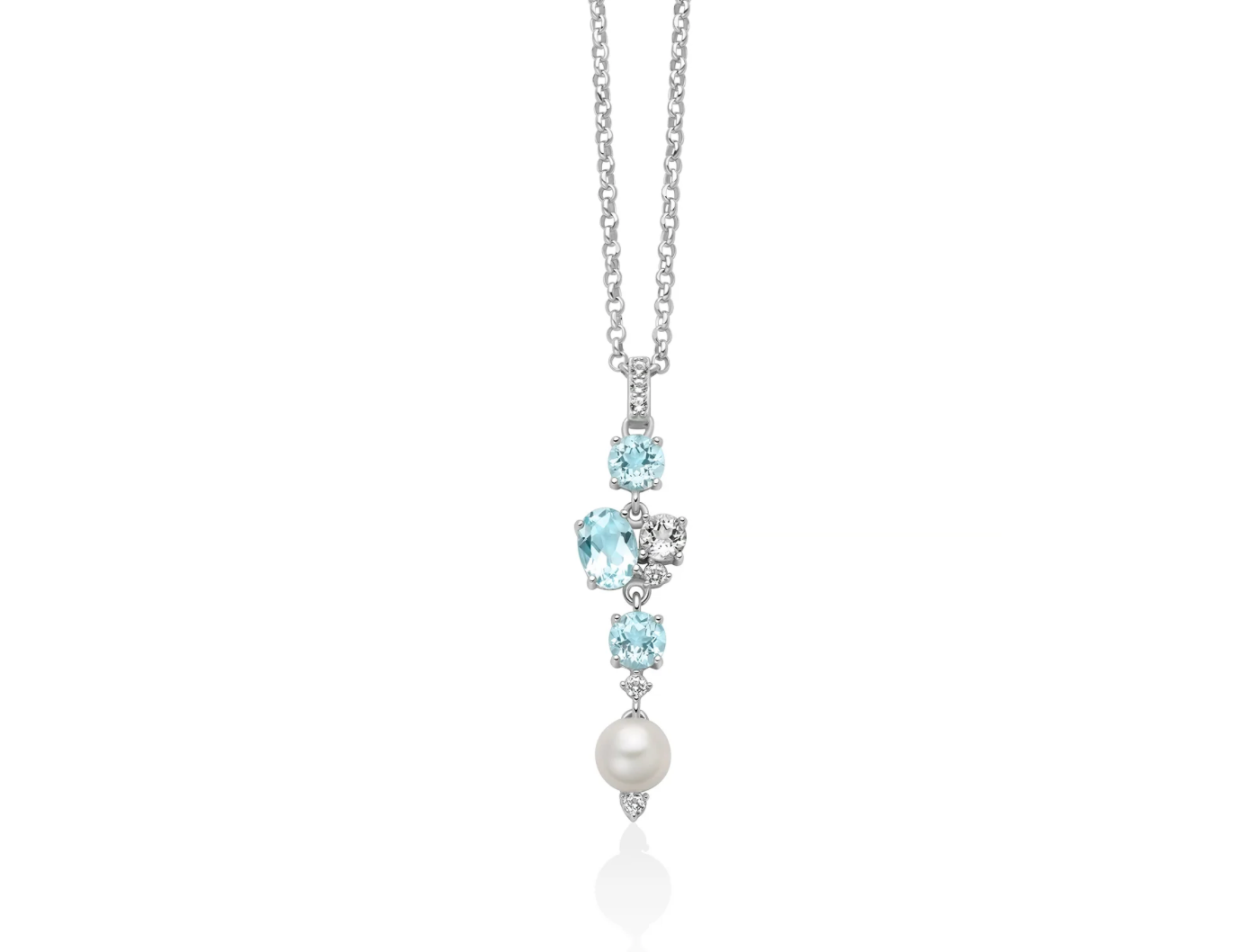 Collana Celestia con pendente di perla Oriente e Gemma del Cielo in argento