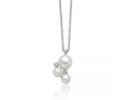 Collana Andromeda con pendente di tre perle Oriente e topazi bianchi in argento.