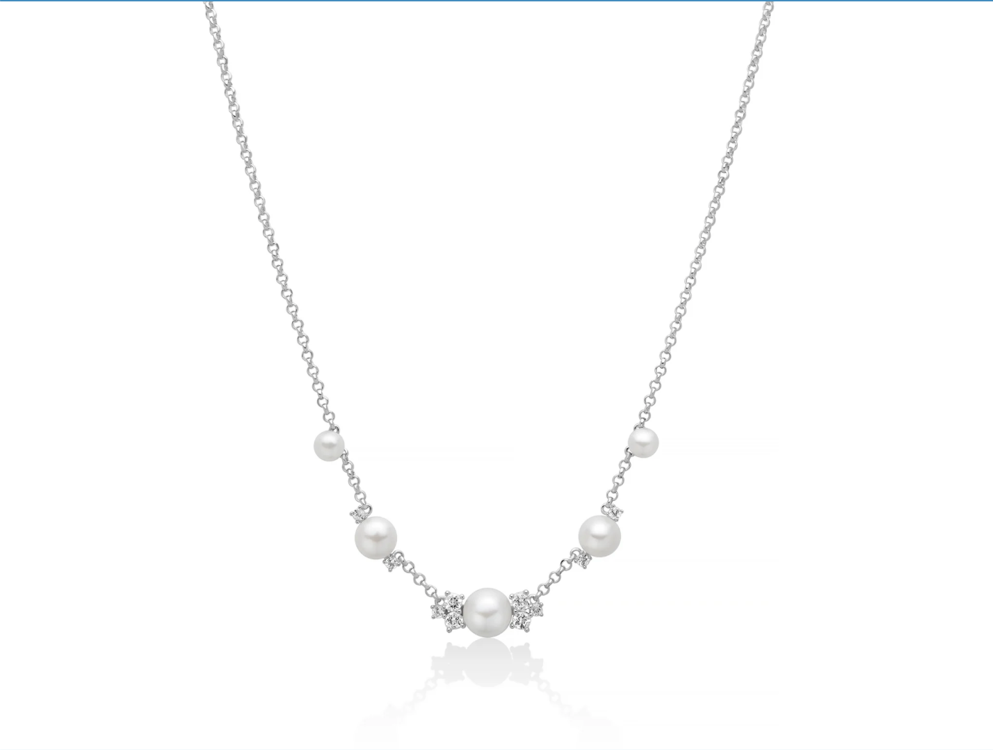 Collana Andromeda con perle Oriente e topazi bianchi in argento.