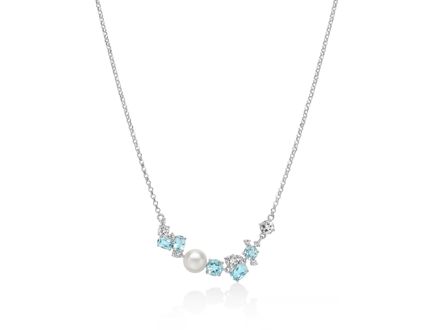 Collana Celestia con perla Oriente e Gemma del Cielo in argento