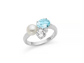 Anello Celestia con perla Oriente, Gemma del Cielo e topazio bianco in argento.