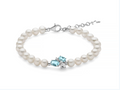 Bracciale di perle Oriente Celestia con due Gemma del Cielo e topazi bianchi in argento.