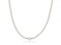 Collana di perle Oriente collezione Venere con boule in argento e topazi bianchi.