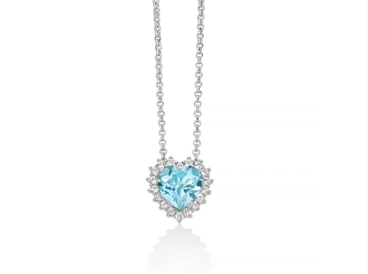 Collana con Gemma del Cielo a cuore medio e topazi bianchi in argento
