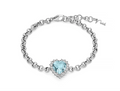 Bracciale con Gemma del Cielo a cuore grande e topazi bianchi in argento