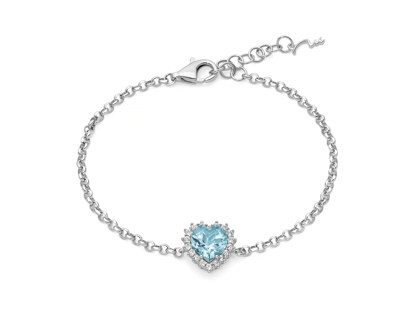Bracciale con Gemma del Cielo a cuore medio e topazi bianchi in argento