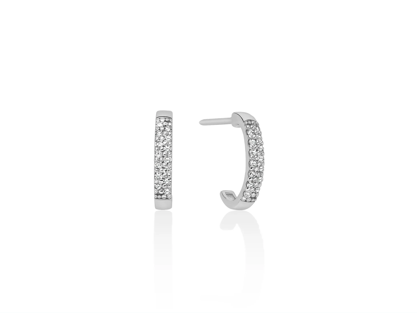 Orecchini con pavé diamanti a semicerchio in oro bianco