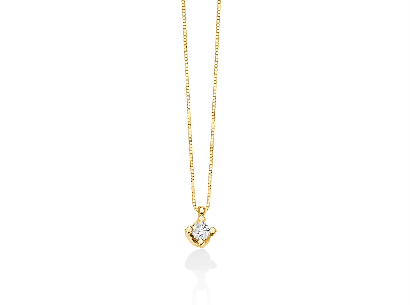 Collana con diamante punto luce a valentino in oro giallo
