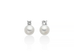 Orecchini Eva in argento con perla Oriente 6,5-7 mm illuminata da un topazio bianco.