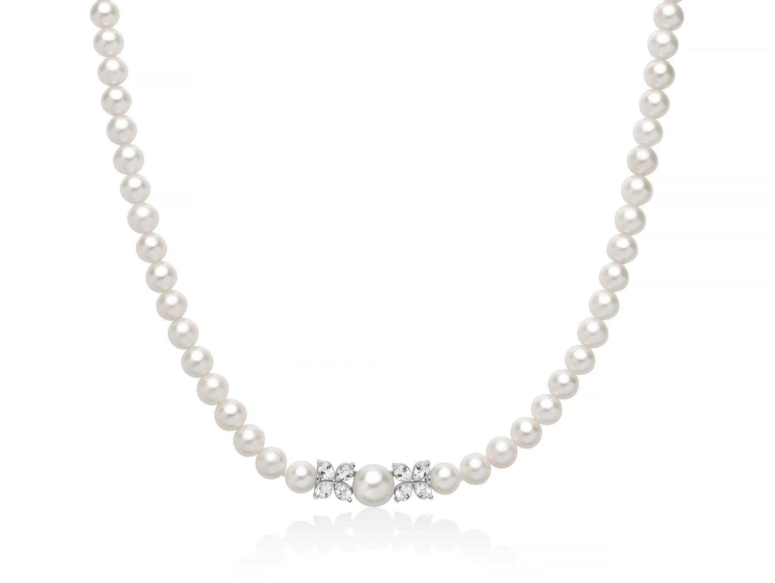 Collana di perle Anastasia con centrale di topazi taglio goccia in ARGENTO.