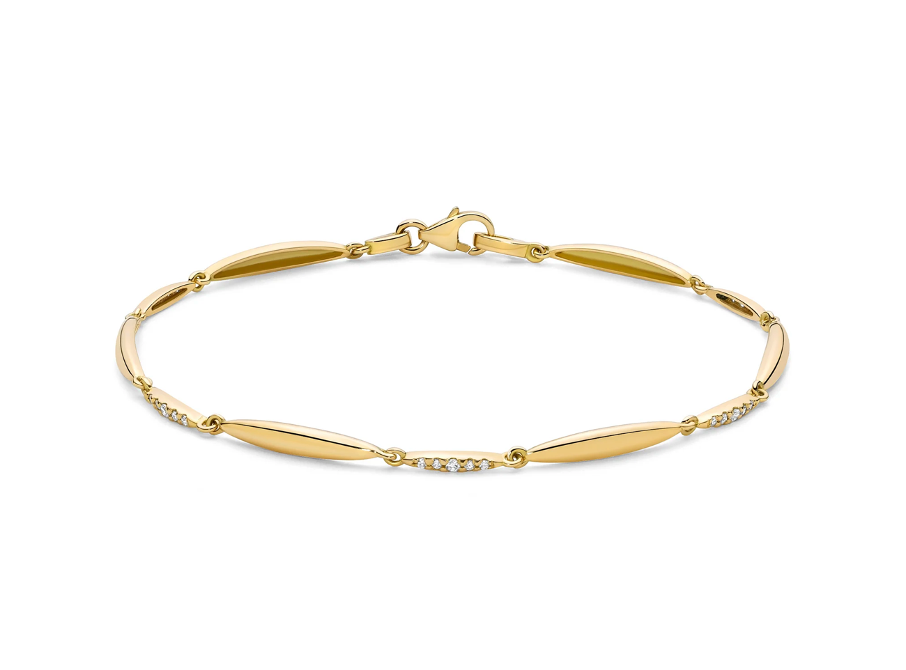 Bracciale modulare con diamanti in oro giallo.