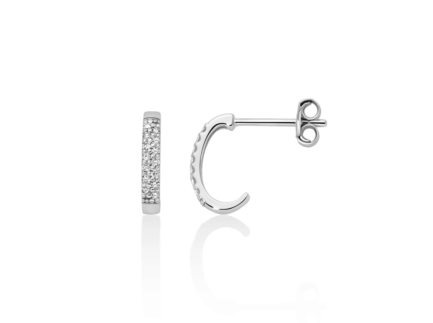 Orecchini con pavé diamanti a semicerchio in oro bianco